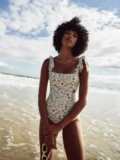 Starry Night Bathing Suit-White>Celia B Hot